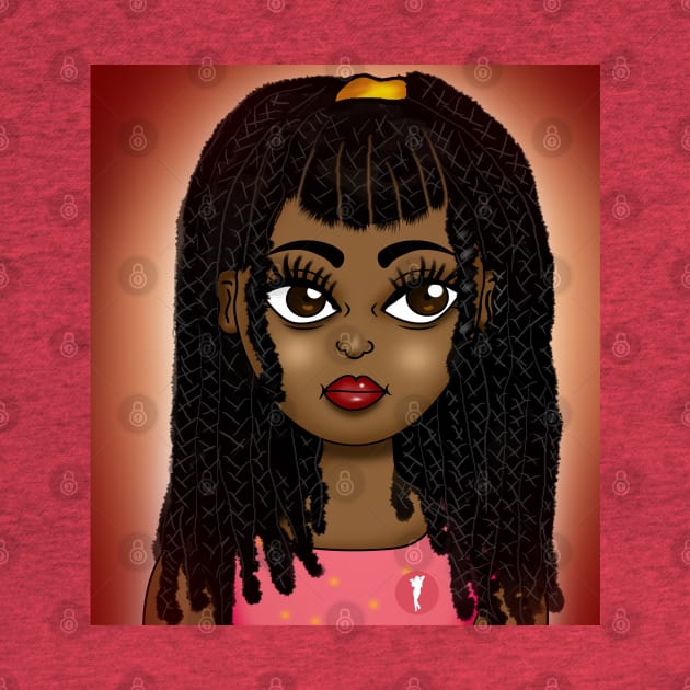 brown skin girl digital art with braids by Spinkly Creations 